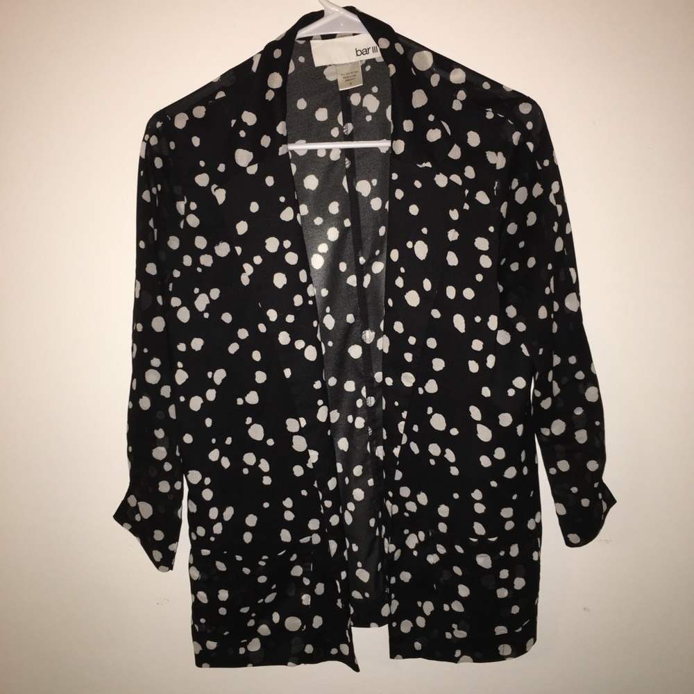 BAR III black with white polka dots sheer blazer